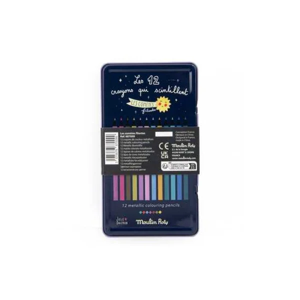 12 crayons de couleur métallisés Les comètes filantes - Moulin Roty