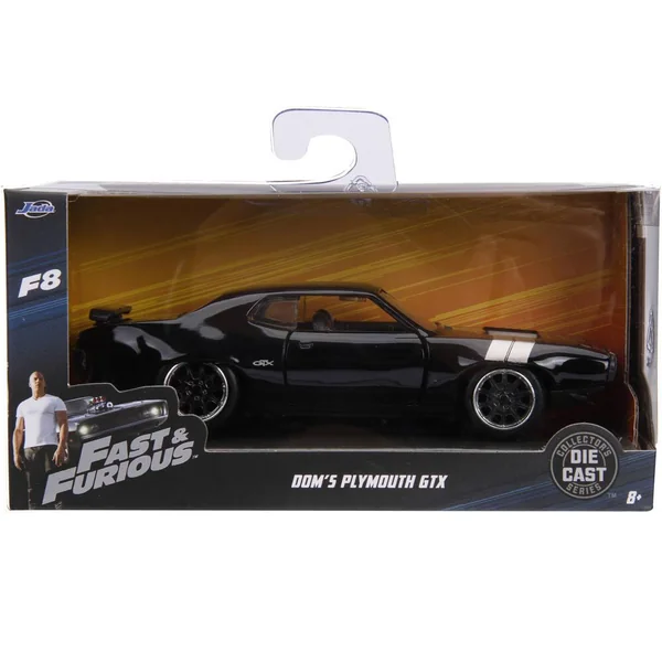 1/32 FAST AND FURIOUS - VOITURE FF8 PLYMOUTH GTX-FREE ROLLING GLOSSY NOIR