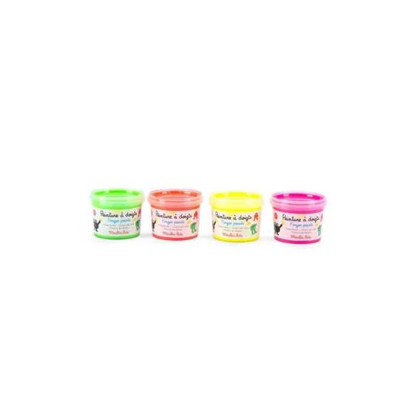 4 pots de peinture à doigts fluo Les Schmouks - Moulin Roty