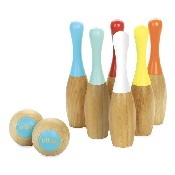 6 quilles bowling bicolores - Vilac