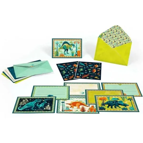 8 Invitations et stickers cartes d'anniversaire Cric croc, Dino Rock ! Djeco