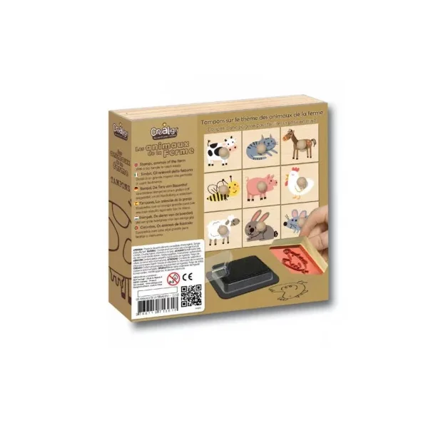 9 Tampons en Bois Animaux de la Ferme Créalign' | Dès 3 ans