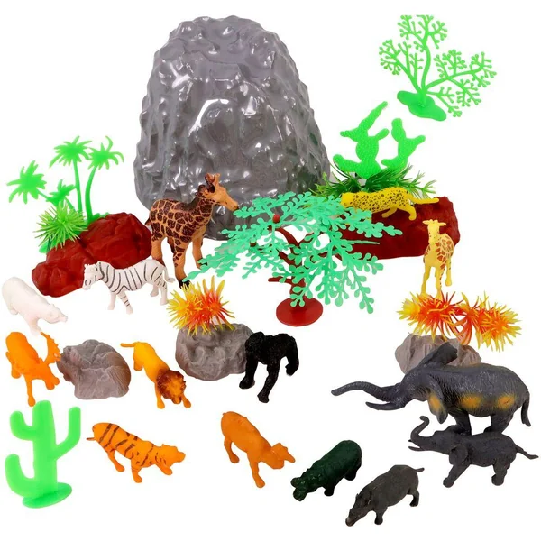 ANIMAUX DE LA JUNGLE AVEC DECOR - 31 PIECES