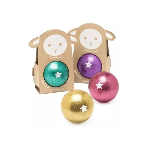 Ballon pailleté 10 cm Vert - Ratatam - Balle enfant - De 1 à 4 ans