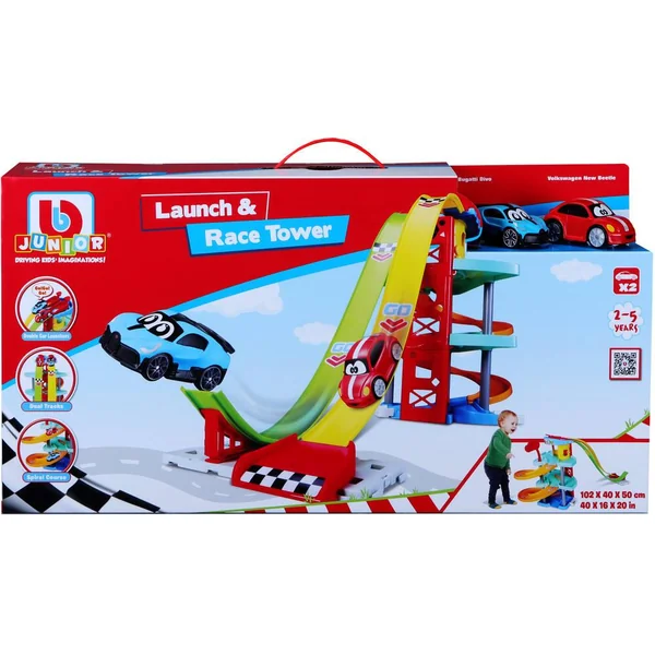 BB JUNIOR - TOUR 4 NIVEAUX ET 2 PISTES AVEC 2 VEHICULES