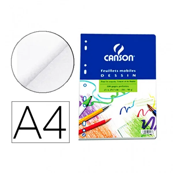 Bloc 200 feuilles mobile blanc A4 90 g/m² perforé - Canson