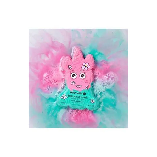 Bombe de Bain Licorne rose et verte - Nailmatic - Bain ludique - Dès 3 ans