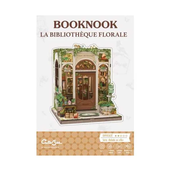 Book Nook La Bibliothèque Florale - Cutebee - Maquette et Kit DIY 14+