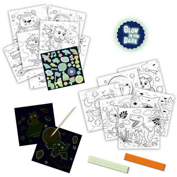 CAHIER D’ACTIVITES DE COLORIAGE PHOSPHORESCENT 3 EN 1