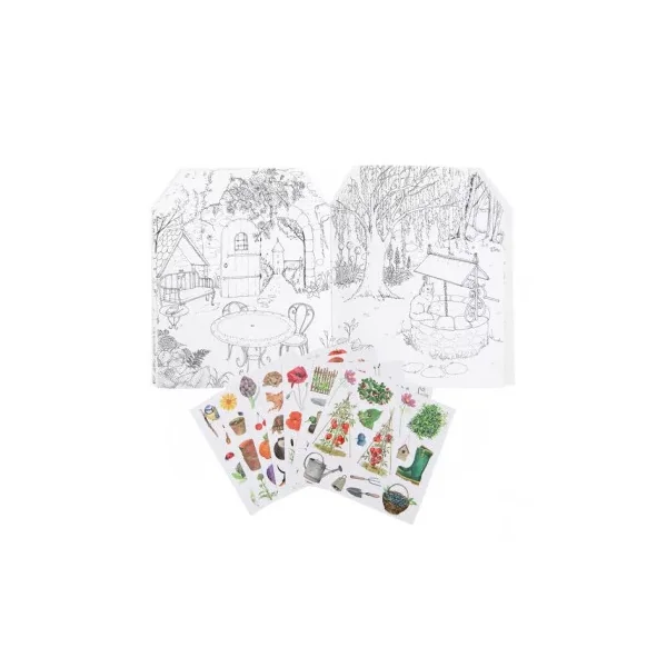 Cahier de coloriage et stickers Le jardinier Le Jardin du Moulin - Moulin Roty