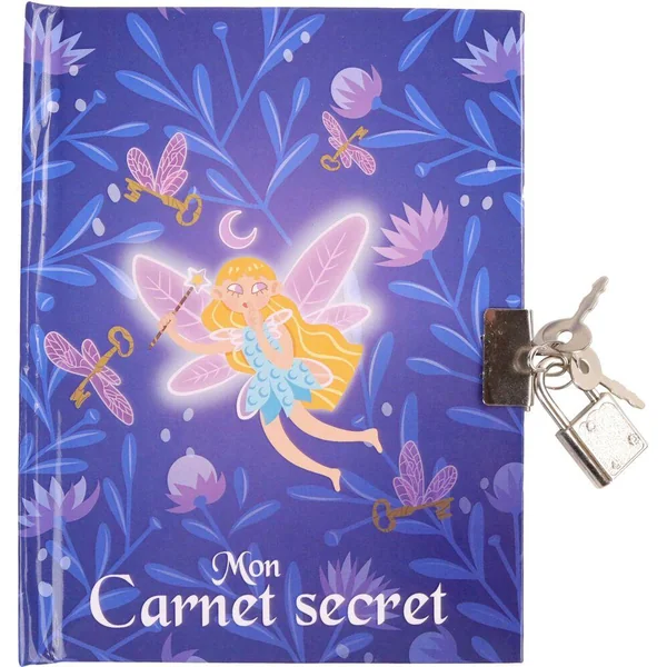 CARNET SECRET DECOR FEE 50 PAGES AVEC CADENAS ET DEUX CLES