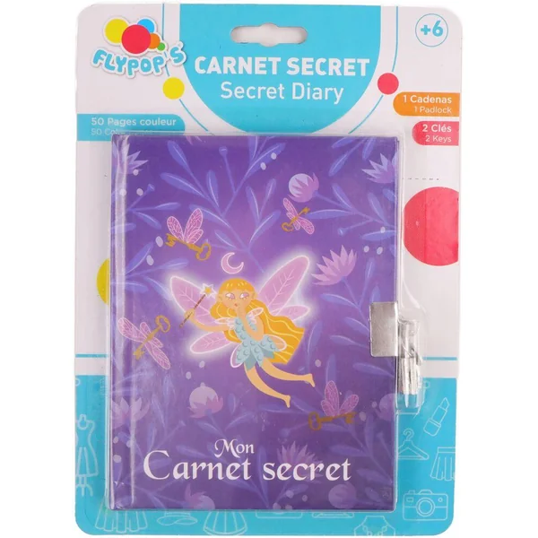 CARNET SECRET DECOR FEE 50 PAGES AVEC CADENAS ET DEUX CLES