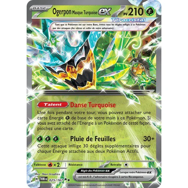 Carte Pokémon Ogerpon Masque Turquoise ex 025/167 – EV Mascarade Crépusculaire