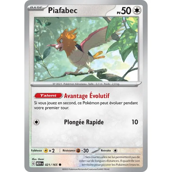 Carte Pokémon Piafabec 021/165 – Pokémon 151