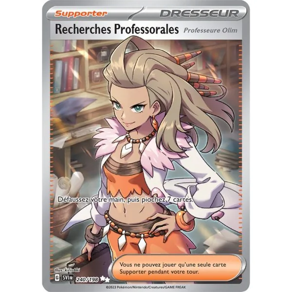 Carte Pokémon Recherches Professorales Professeure Olim 240/198 – Écarlate et Violet