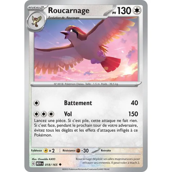 Carte Pokémon Roucarnage 018/165 – Pokémon 151