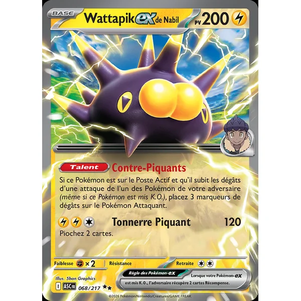 Carte Pokémon Wattapik ex de Nabil 068/217 – Méga-Évolution Héros Transcendants
