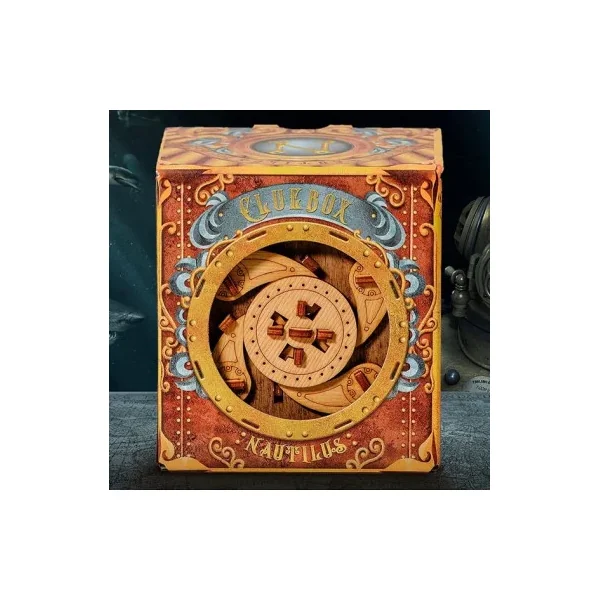 Casse-tête Cluebox Nautilus du capitaine Nemo - Boîte à Énigmes en Bois 14+