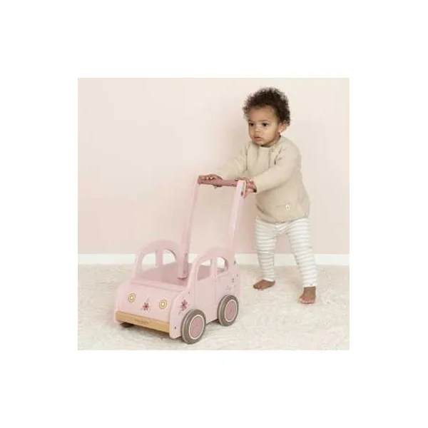 Chariot de marche voiture en bois Rose - Little Dutch - Jouet en bois