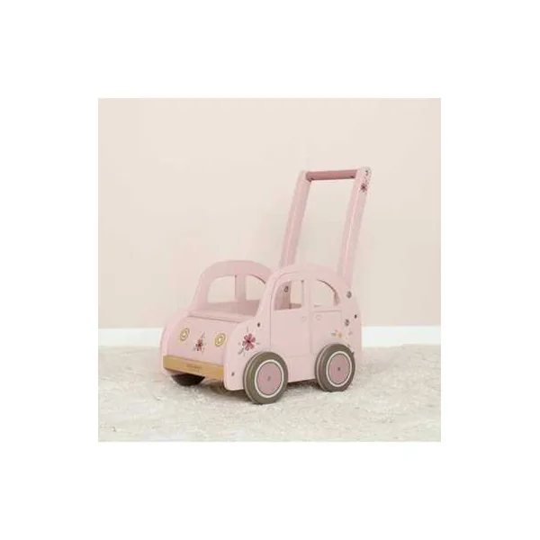 Chariot de marche voiture en bois Rose - Little Dutch - Jouet en bois