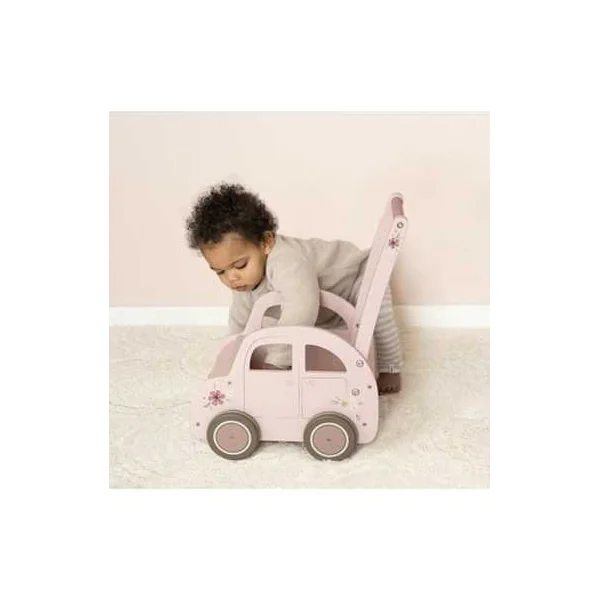 Chariot de marche voiture en bois Rose - Little Dutch - Jouet en bois