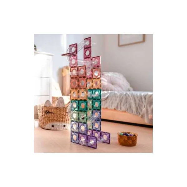 Circuit à Billes Connetix Pastel 106 Pièces | Jeu Magnétique 3 ans+
