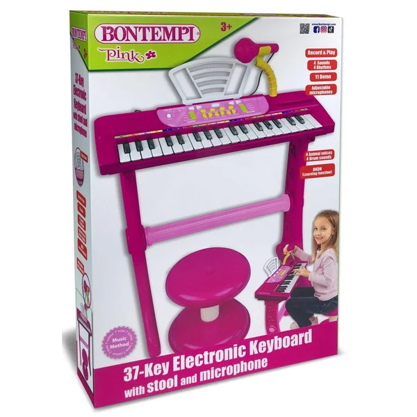 CLAVIER ELECTRONIQUE DE 37 TOUCHES AVEC MICRO PIEDS ET TABOURET 7 SONS