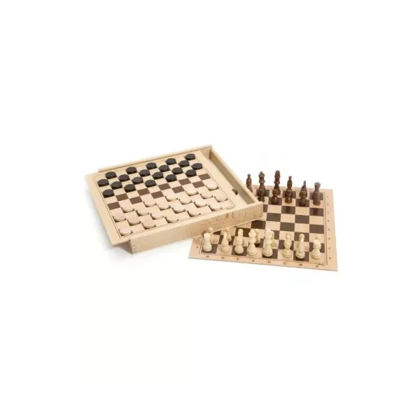 Coffret Échecs et Dames en Bois Jeujura - 2 en 1 Fabriqué en France