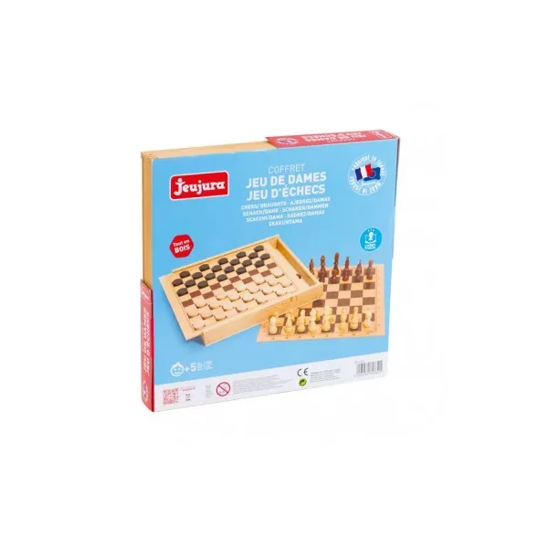 Coffret Échecs et Dames en Bois Jeujura - 2 en 1 Fabriqué en France