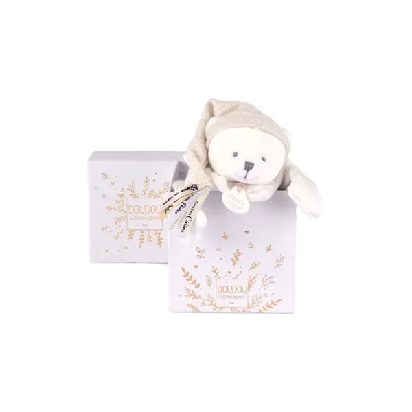Collection Anniversaire : Doudou Ours cape Blanc 25 cm - Doudou et compagnie