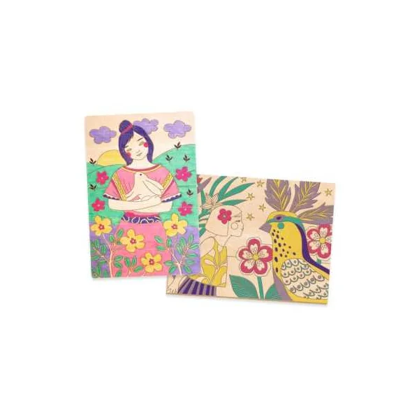 Coloriage sur bois Sweet girls - Djeco - Activité créative