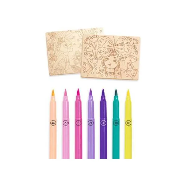 Coloriage sur bois Sweet girls - Djeco - Activité créative