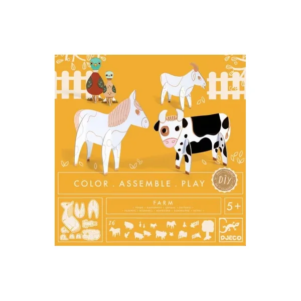 Colorie assemble et joue DIY Ferme - Djeco