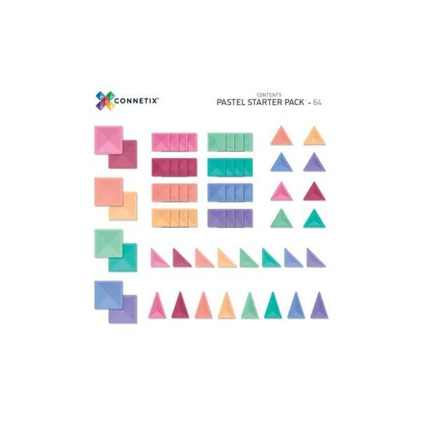 Connetix Tiles Pastel 64 Pièces | Pack de Démarrage dès 3 ans