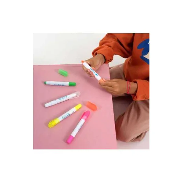 Crayons de Cire Néon Lavables SuperPetit - 5 Couleurs Fluo dès 3 ans