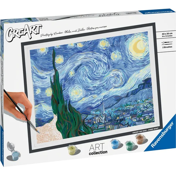 CREART - PEINTURE PAR NUMERO - 30 X 40 CM - VAN GOGH LA NUIT ETOILEE
