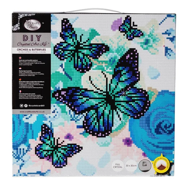 CRYSTAL ART KIT TABLEAU BRODERIE DIAMANT 30 X 30 CM PAPILLONS