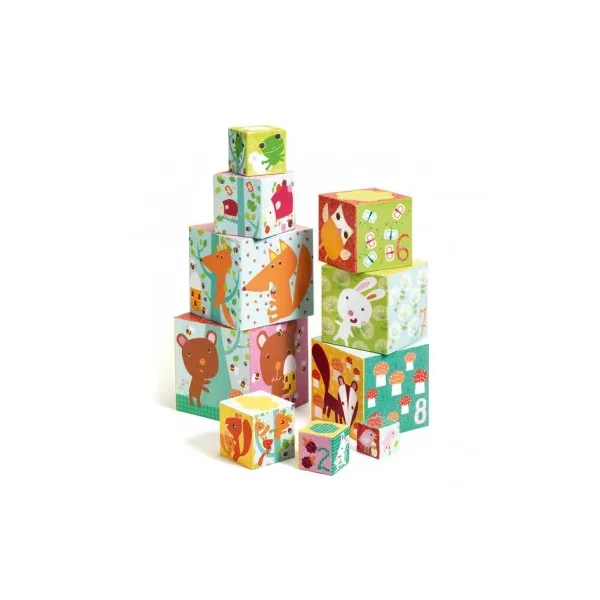Cubes à empiler la forêt - jouet d'éveil enfant - Djeco - LaPouleAPois.fr