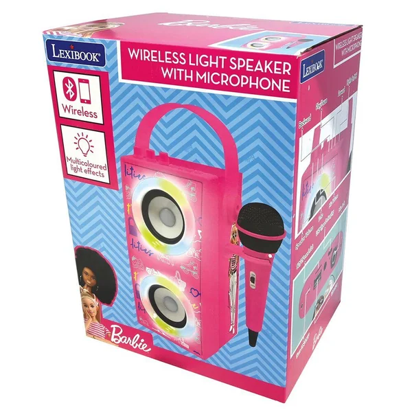ENCEINTE TENDANCE BLUETOOTH® PORTABLE AVEC MICRO ET EFFETS LUMINEUX BARBIE