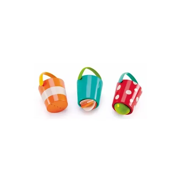 Ensemble de seaux colorés - jouets de bain Hape - LaPouleAPois.fr