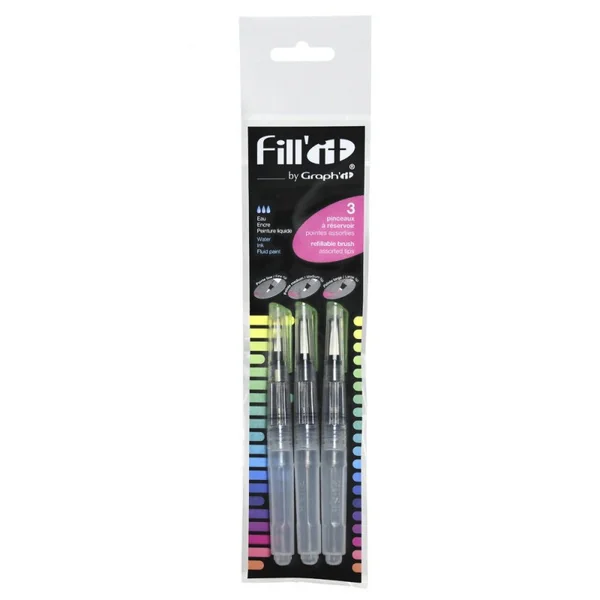 FILL'IT Set de 3 marqueurs pinceaux à réservoir 5 ml, 3 pointes assorties