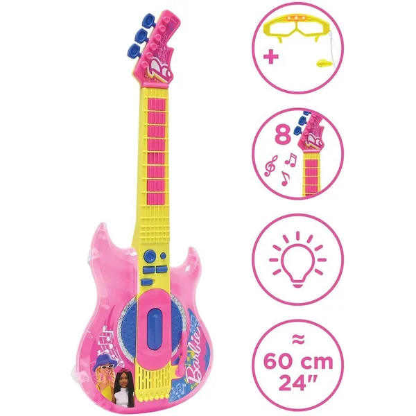 GUITARE ELECTRONIQUE LUMINEUSE AVEC MICRO EN FORME DE LUNETTES BARBIE