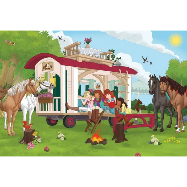 HORSE CLUB EN ROULOTTE  - AUTOUR DU FEU DE CAMP - PUZZLE 60 PIECES