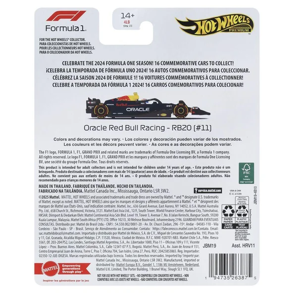 HOT WHEELS - VEHICULE FORMULE 1 1/64 RED BULL-SERGIO PEREZ #11