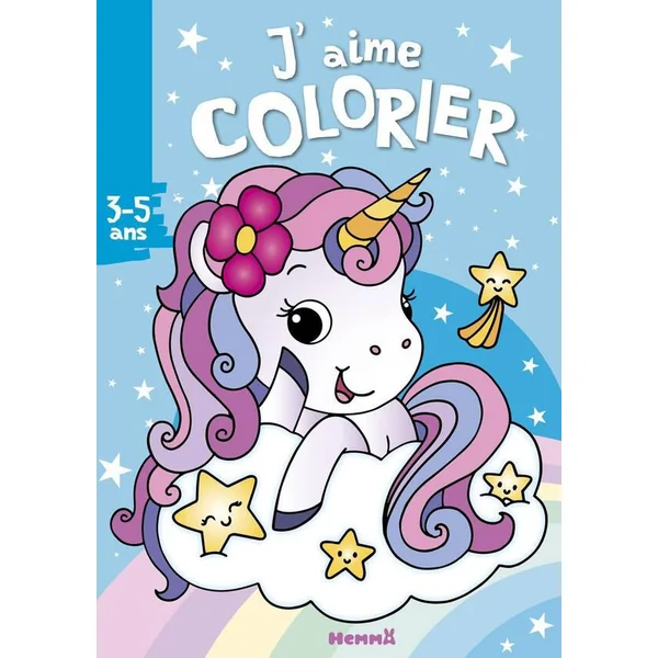J'AIME COLORIER 3-5 ANS LICORNE SUR FOND BLEU