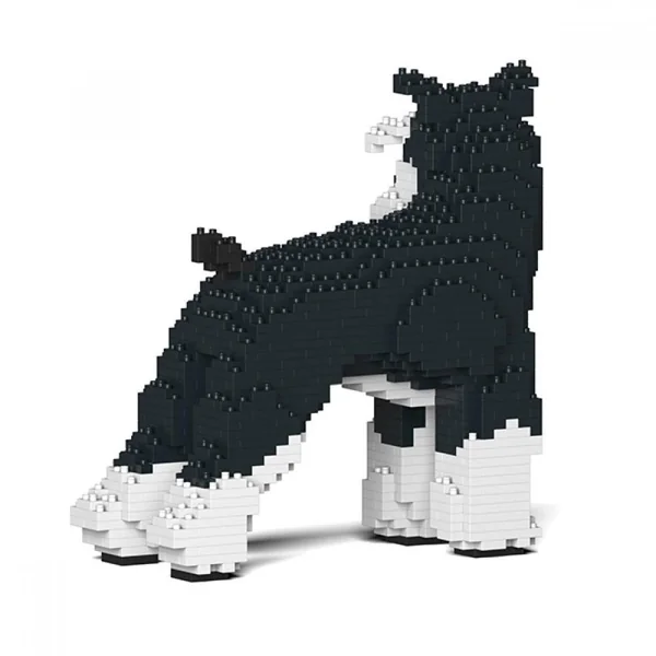 JEKCA BLOCS DE CONSTRUCTION -CHIEN SCHNAUZER MOYEN QUI TOURNE LA TETE NOIR ET BLANC