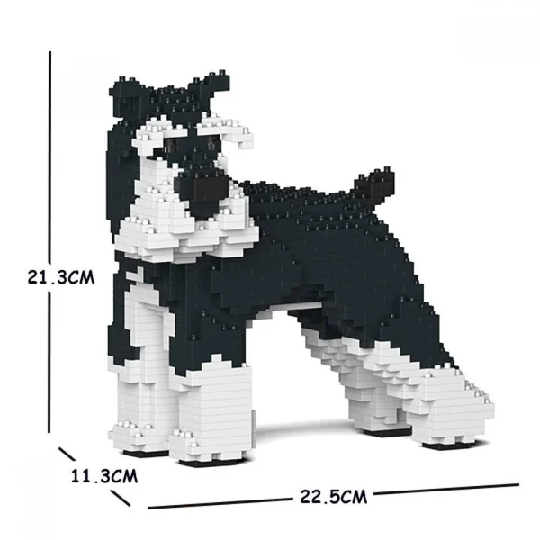 JEKCA BLOCS DE CONSTRUCTION -CHIEN SCHNAUZER MOYEN QUI TOURNE LA TETE NOIR ET BLANC