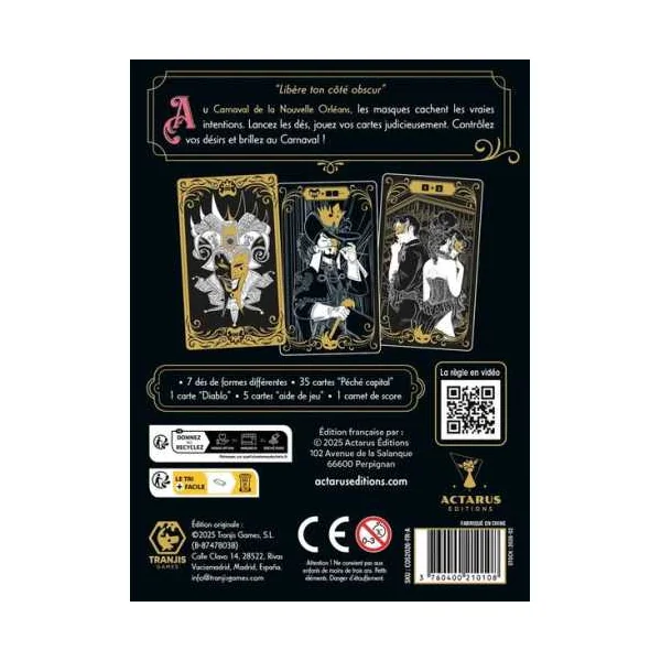 Jeu Carnival of Sins - Jeu de dés et de cartes - Dès 10 ans