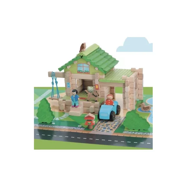 Jeu de Construction Maison et Voiture Jeujura - 80 Pièces en Bois