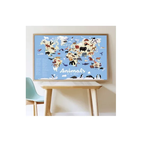 Kit Poppik Animaux du Monde | Poster Géant et Stickers | 5-10 ans
